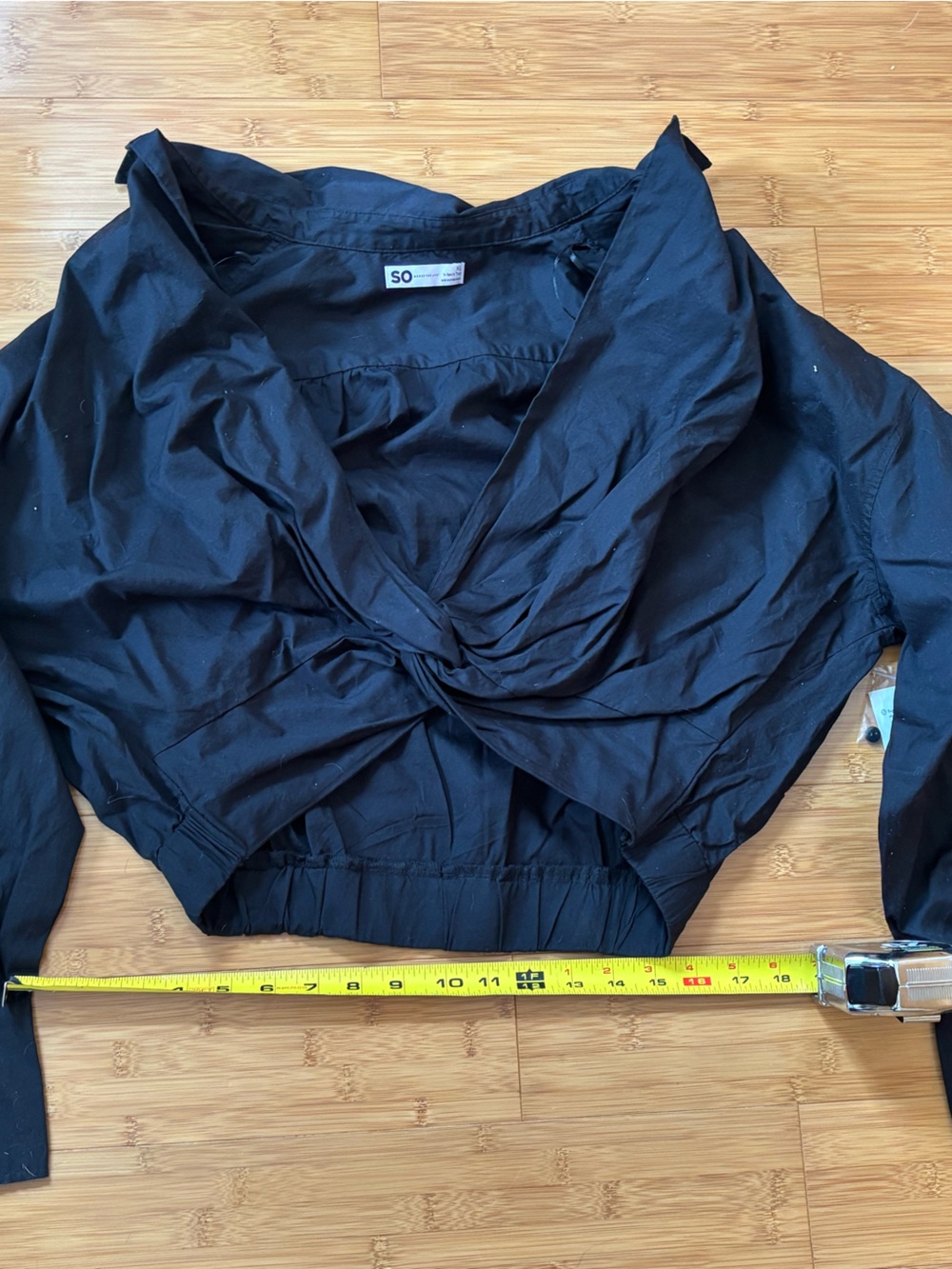 Kohls Black Deep V Neck Collared Long Sleeve Top
